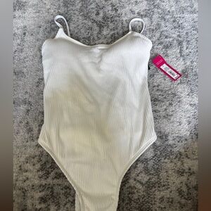 Target Ribbed One Piece Swimsuit White Size Small NWT